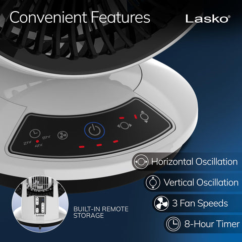 Lasko Whirlwind orbital motion 90-by-60 degrees for versatile airflow