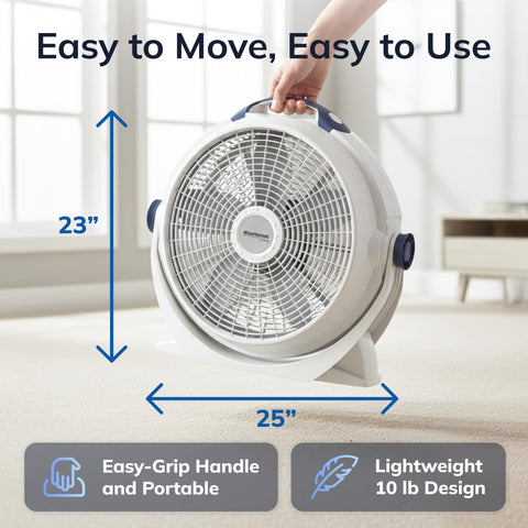 Lasko WindMachine 20in rugged build suited for daily use in busy spaces