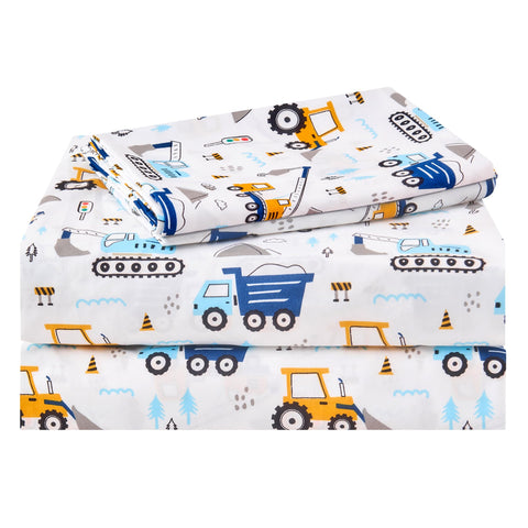 Lasoftan kids sheet set with white car pattern offers cozy sleep and playful decor.