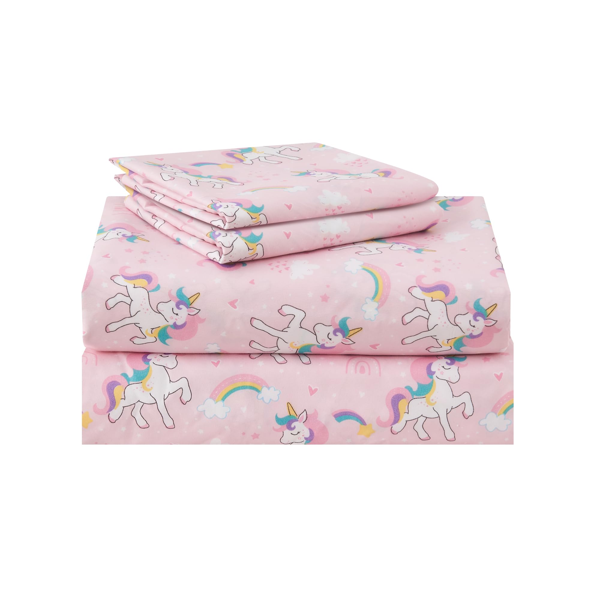 lasoftan kids sheet set twin pink unicorn pattern offers soft, cozy sleep.