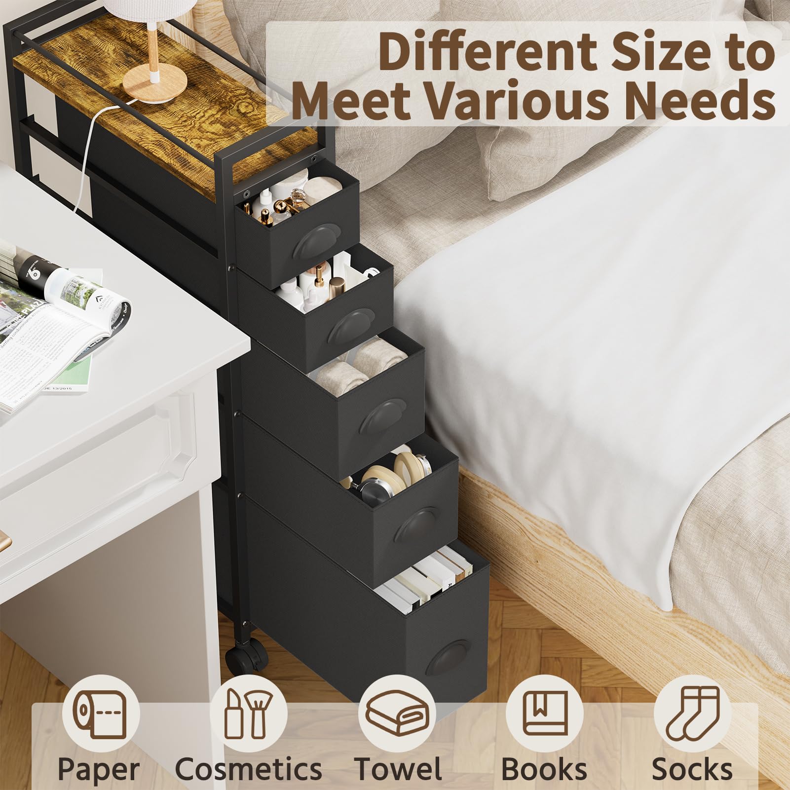 LASZOLA bathroom-setup with vertical storage keeps towels and toiletries neatly within reach.