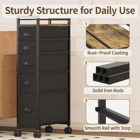 LASZOLA dresser metal-frame offers sturdy support for daily use in small spaces.
