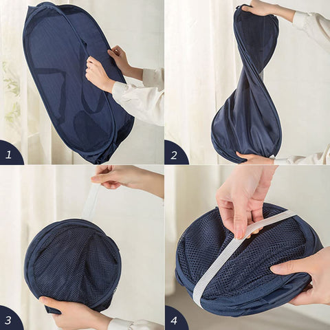 LATERONON laundry basket side pocket stores small items.