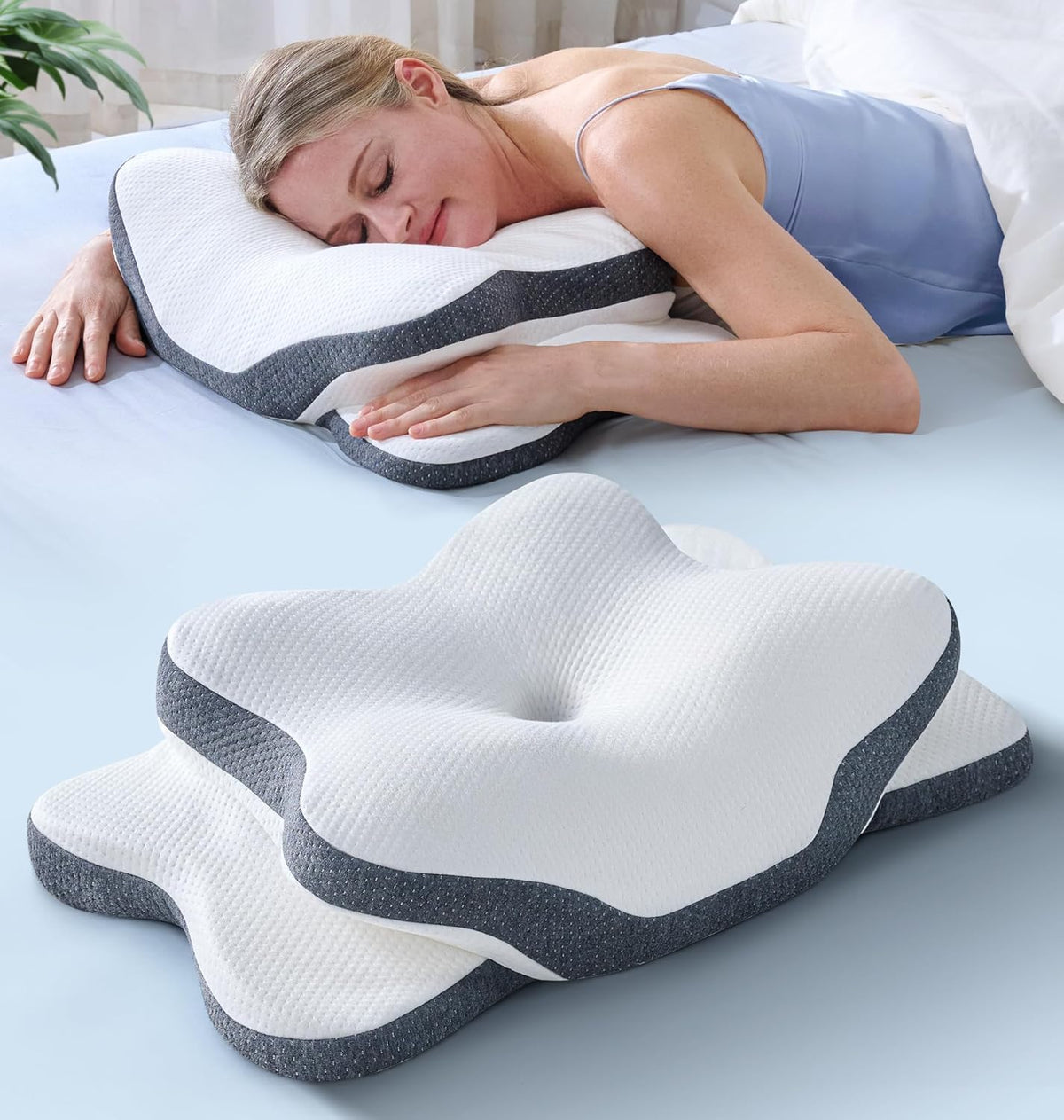 Latree butterfly contour pillow supports neck comfort all night.