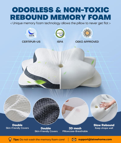 Latree height-adjustable neck pillow offers personalized sleeping posture.