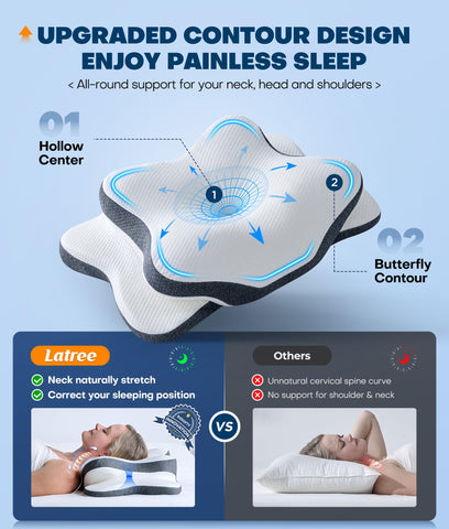 Latree six-zone neck support pillow aligns spine for better sleep.