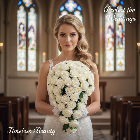 LATRORA ivory artificial roses gift-ready for celebrations.