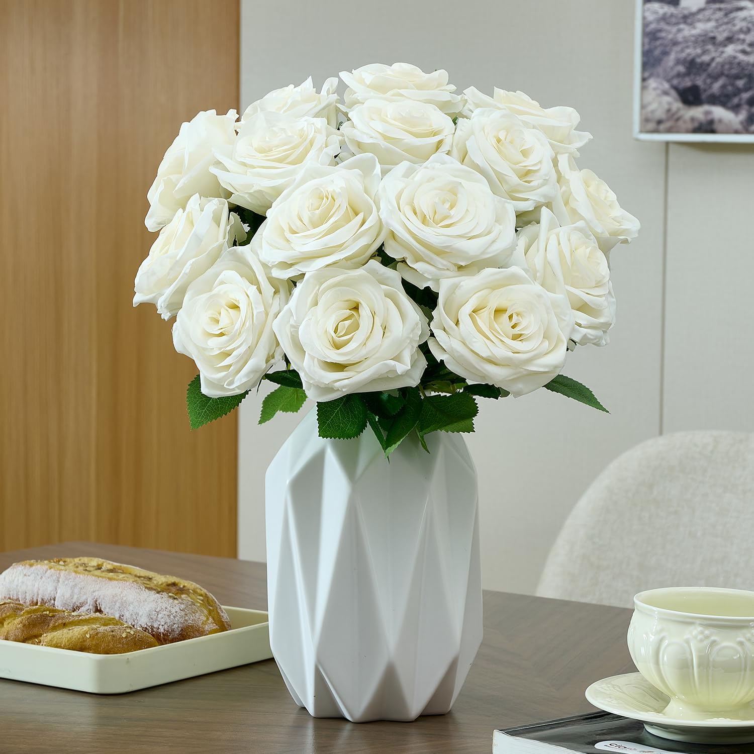 LATRORA wedding rose bouquet ideas featuring realistic ivory roses.