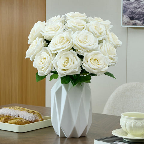 LATRORA wedding rose bouquet ideas featuring realistic ivory roses.