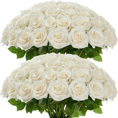 LATRORA white rose bulk pack for elegant wedding decor and long-lasting centerpieces.