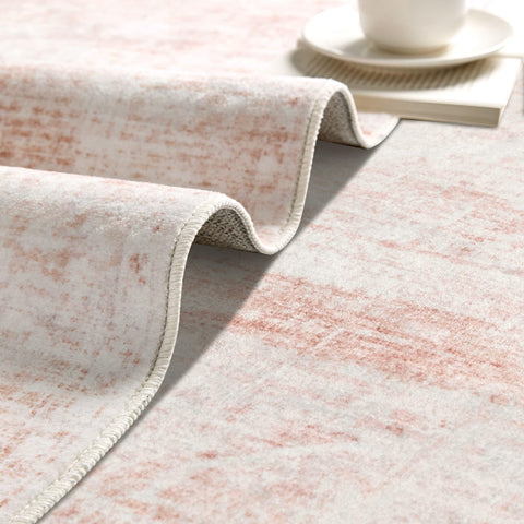 Latte&Fog dining area rug with non-slip backing stays in place
