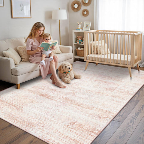 Latte&Fog living room rug creates a welcoming family space