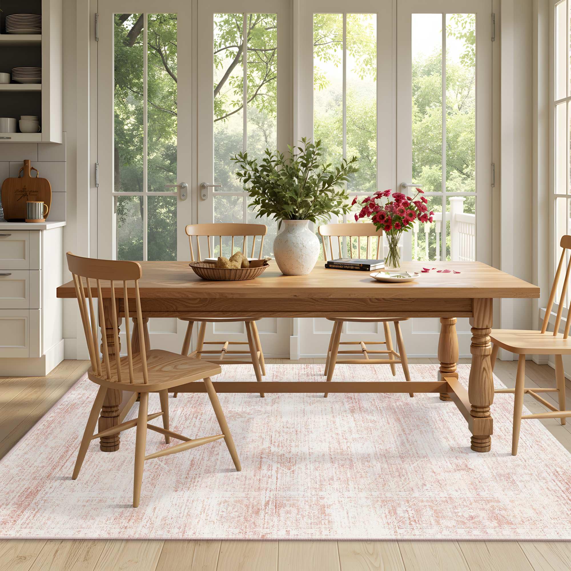 Latte&Fog low-pile 0.3 inch rug lies flat and minimizes tripping