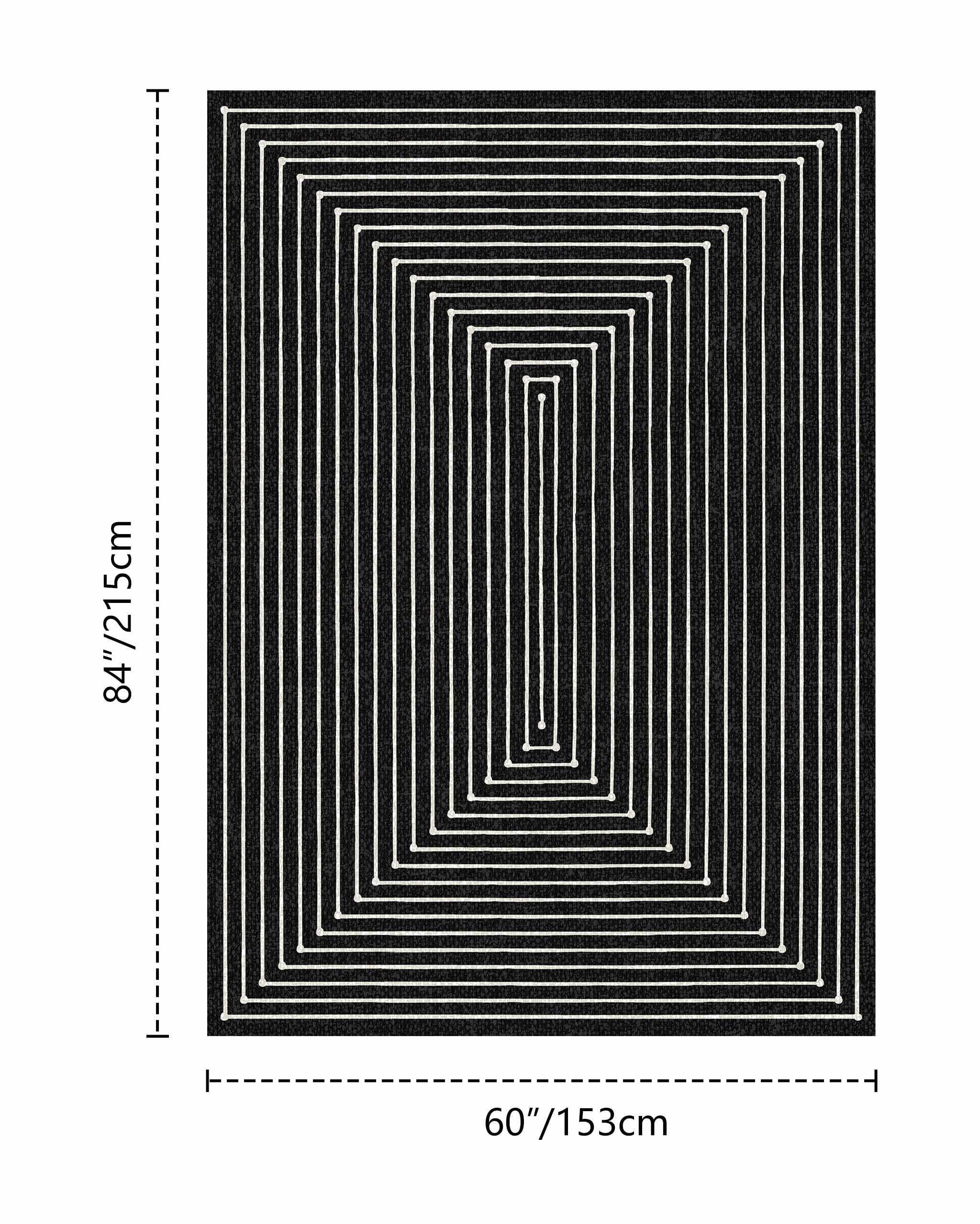 Latte&Fog 5x7 low-pile design reduces snag risk near doors.
