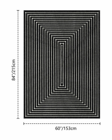 Latte&Fog 5x7 low-pile design reduces snag risk near doors.