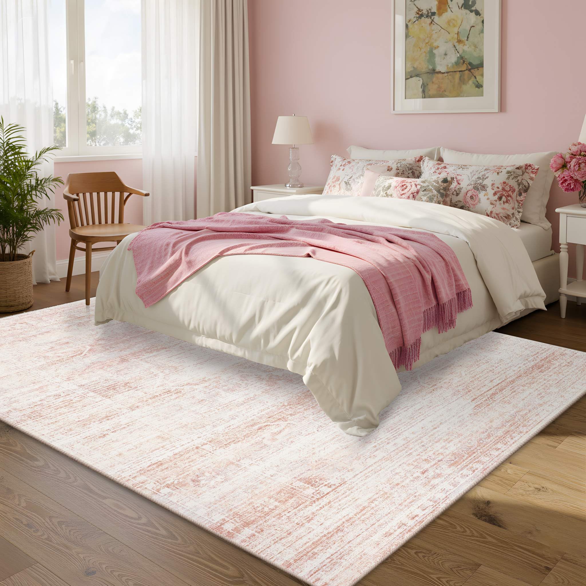 Latte&Fog vintage floral design rug complements girls' rooms and play areas