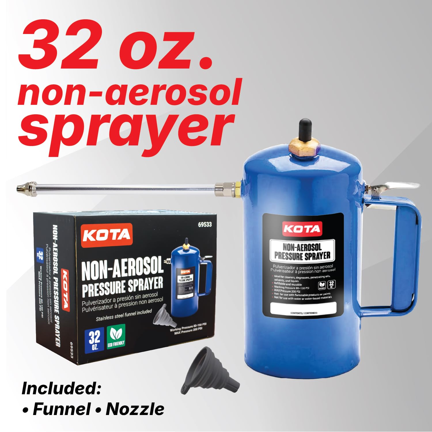 LAUCO non-aerosol sprayer steel canister emphasizes durability for heavy-duty tasks
