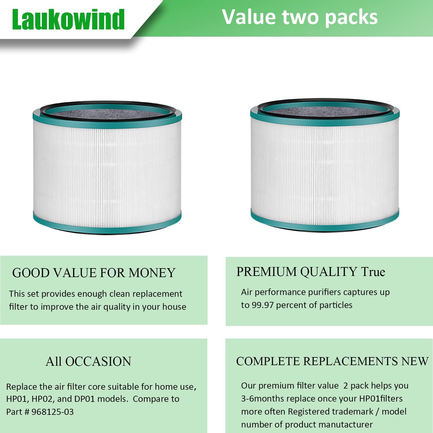 Laukowind Dyson filter pack two-pack value for affordable replacements