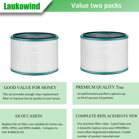 Laukowind Dyson filter pack two-pack value for affordable replacements