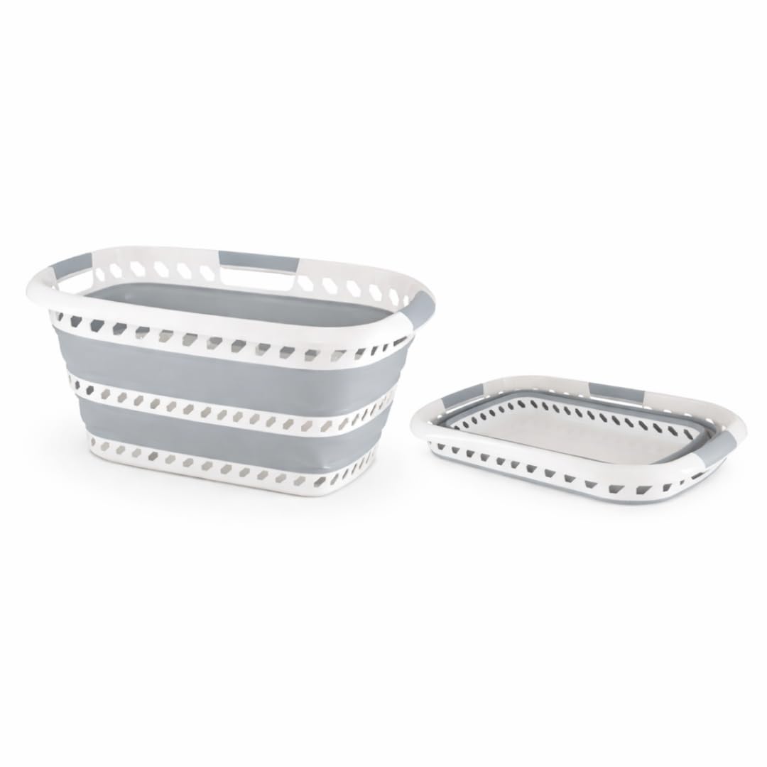 Laundry 360 collapsible basket pops up for easy laundry collection and storage