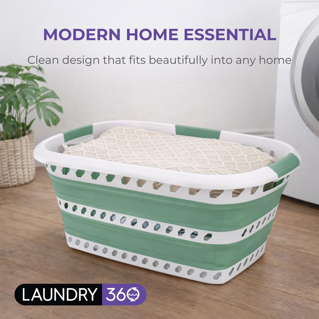 Dorm room setup with Laundry 360 for quick organization.