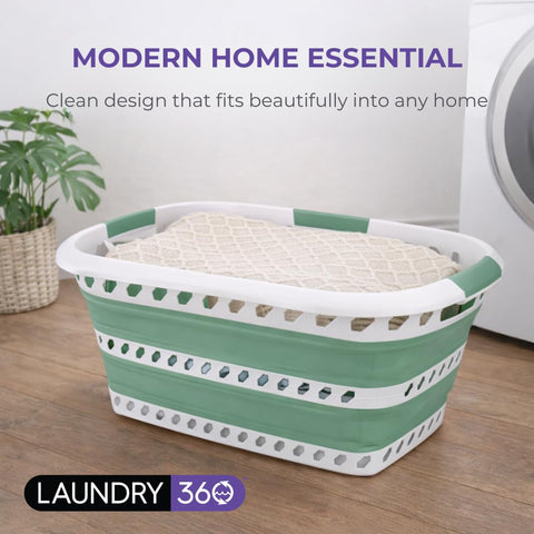 Dorm room setup with Laundry 360 for quick organization.