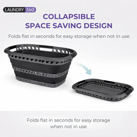 Laundry 360 40L capacity basket with triple handles for easy carrying.