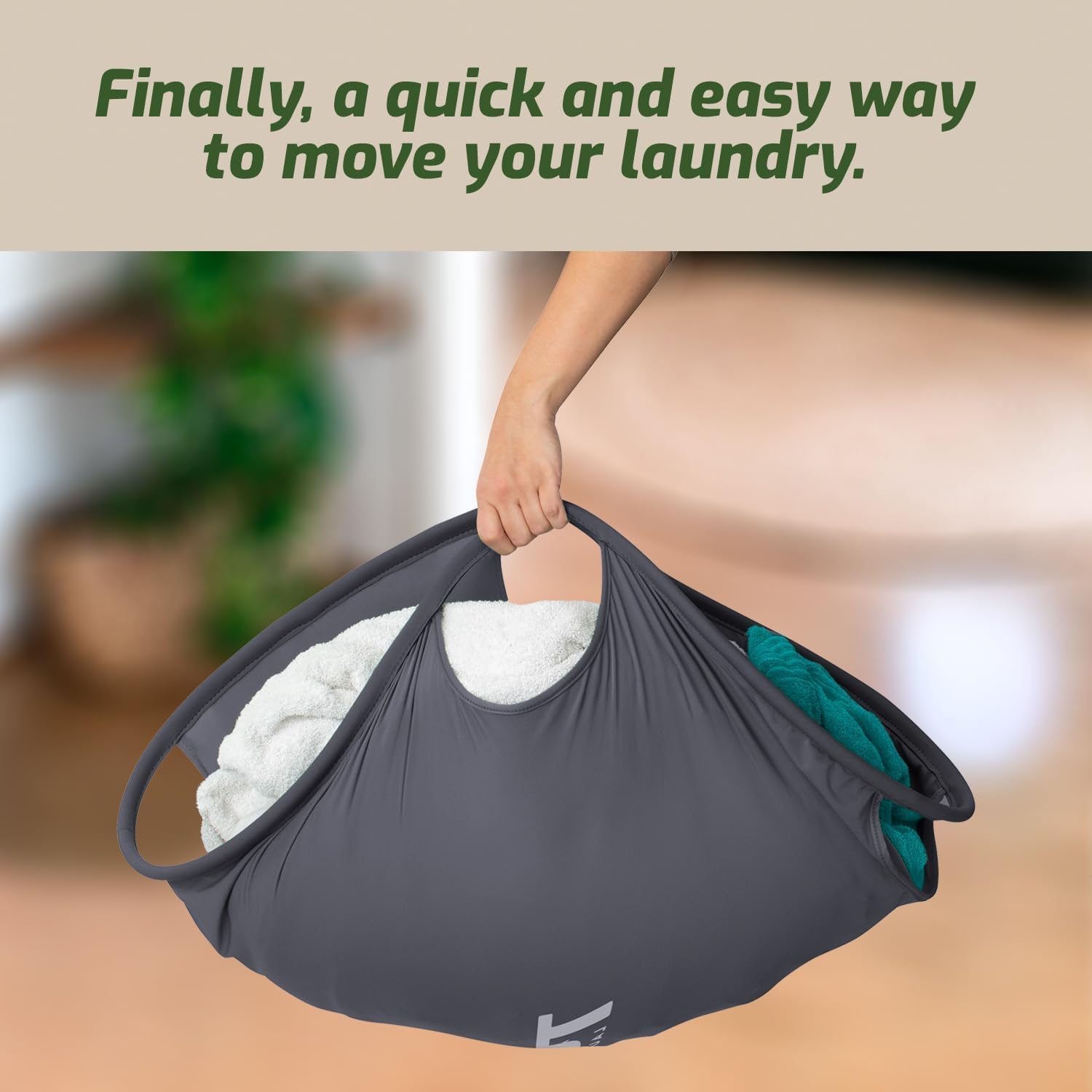 Laundry Turtle collapsible basket inside washing machine collecting items during transfer.