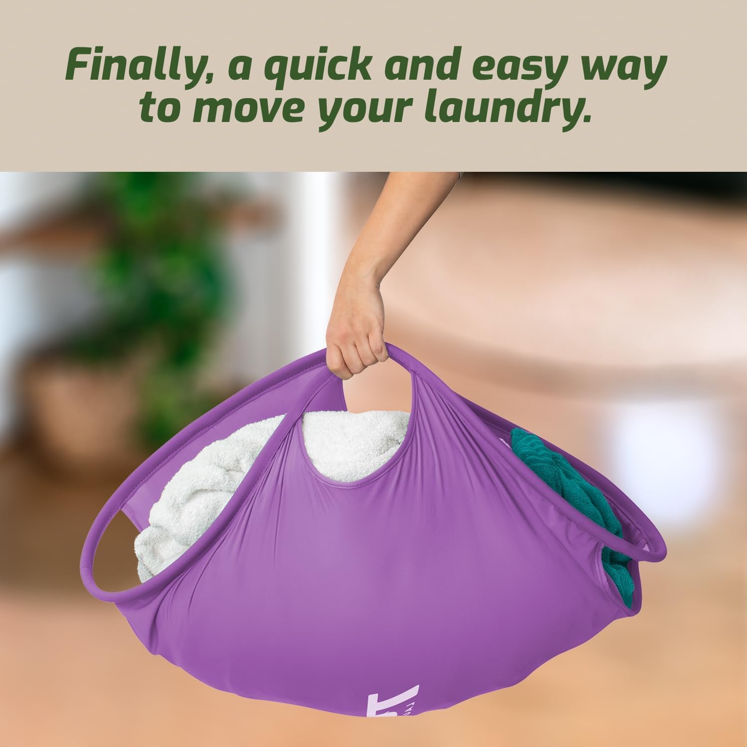 Laundry Turtle collapsible basket inside front-loading washer ready for efficient load transfer