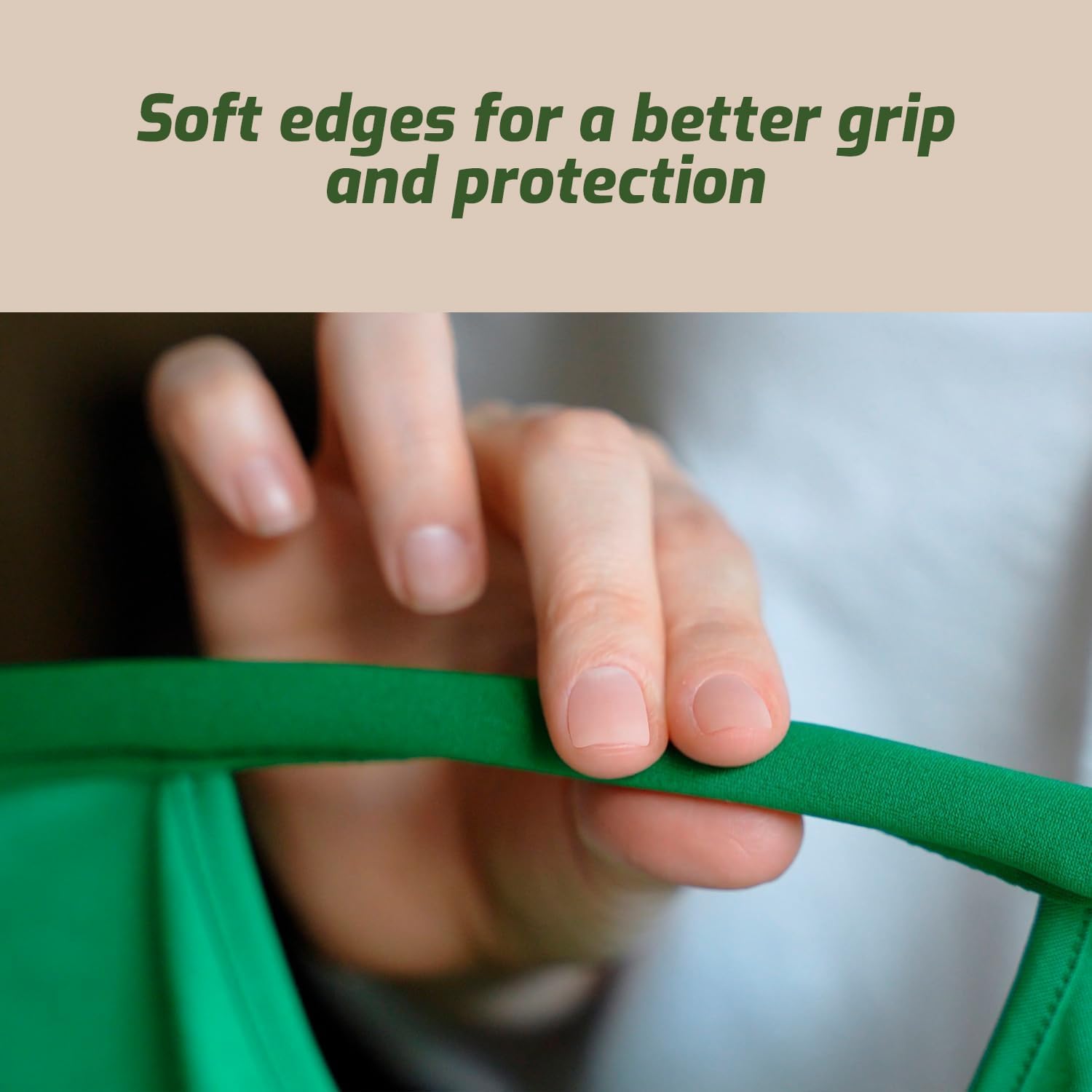 Back-friendly design reduces bending and strain.