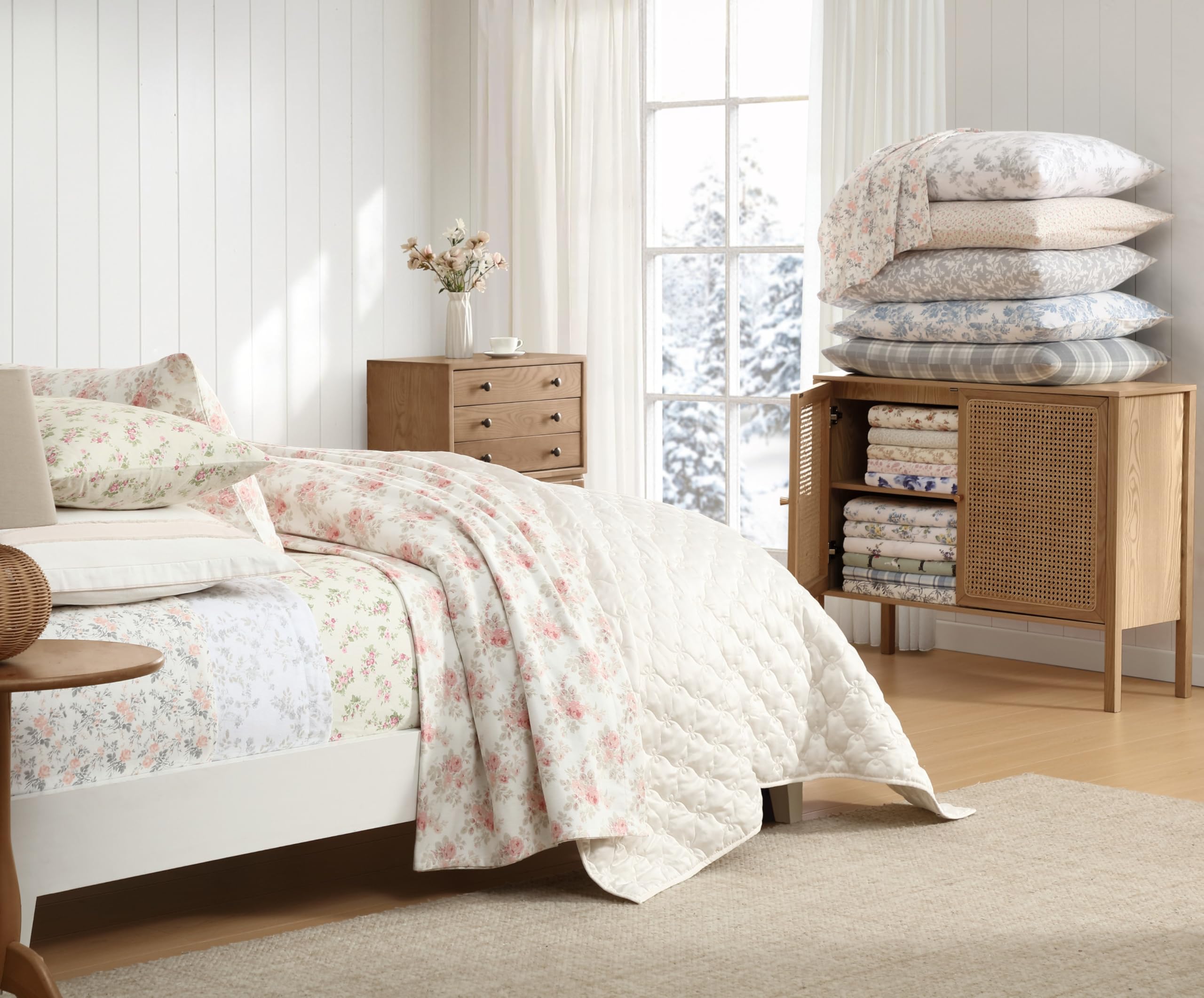 Laura Ashley Mulholland Plaid Blue pattern adds timeless bedroom elegance