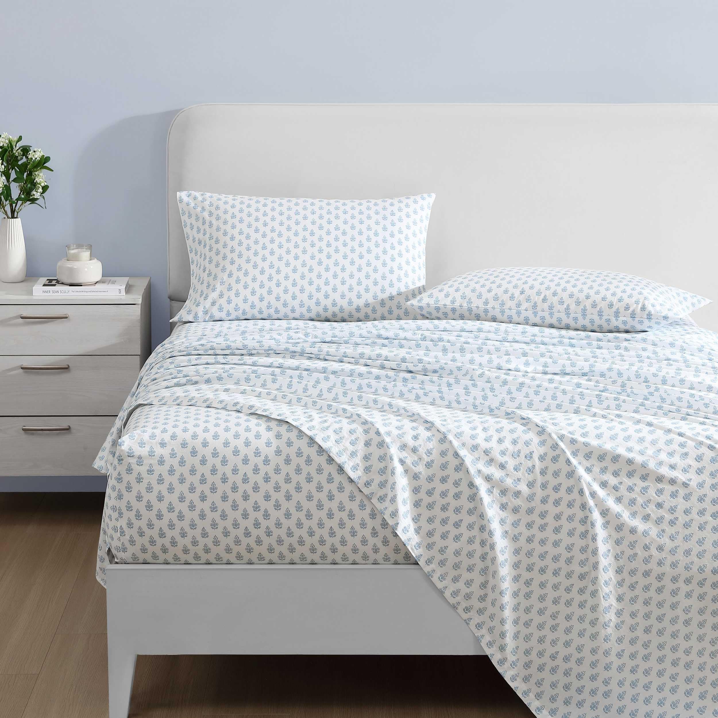 Laura Ashley Francesca Blue king fitted sheet with deep pockets to stay in place