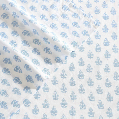 Laura Ashley Francesca Blue king pillowcases with self hem for polished look