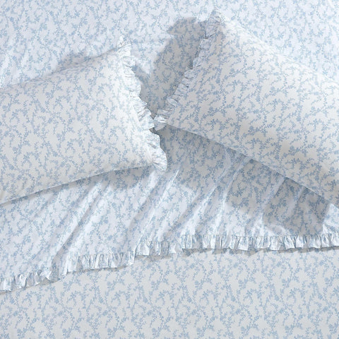Laura Ashley king pillowcase set with floral percale print for breathable comfort