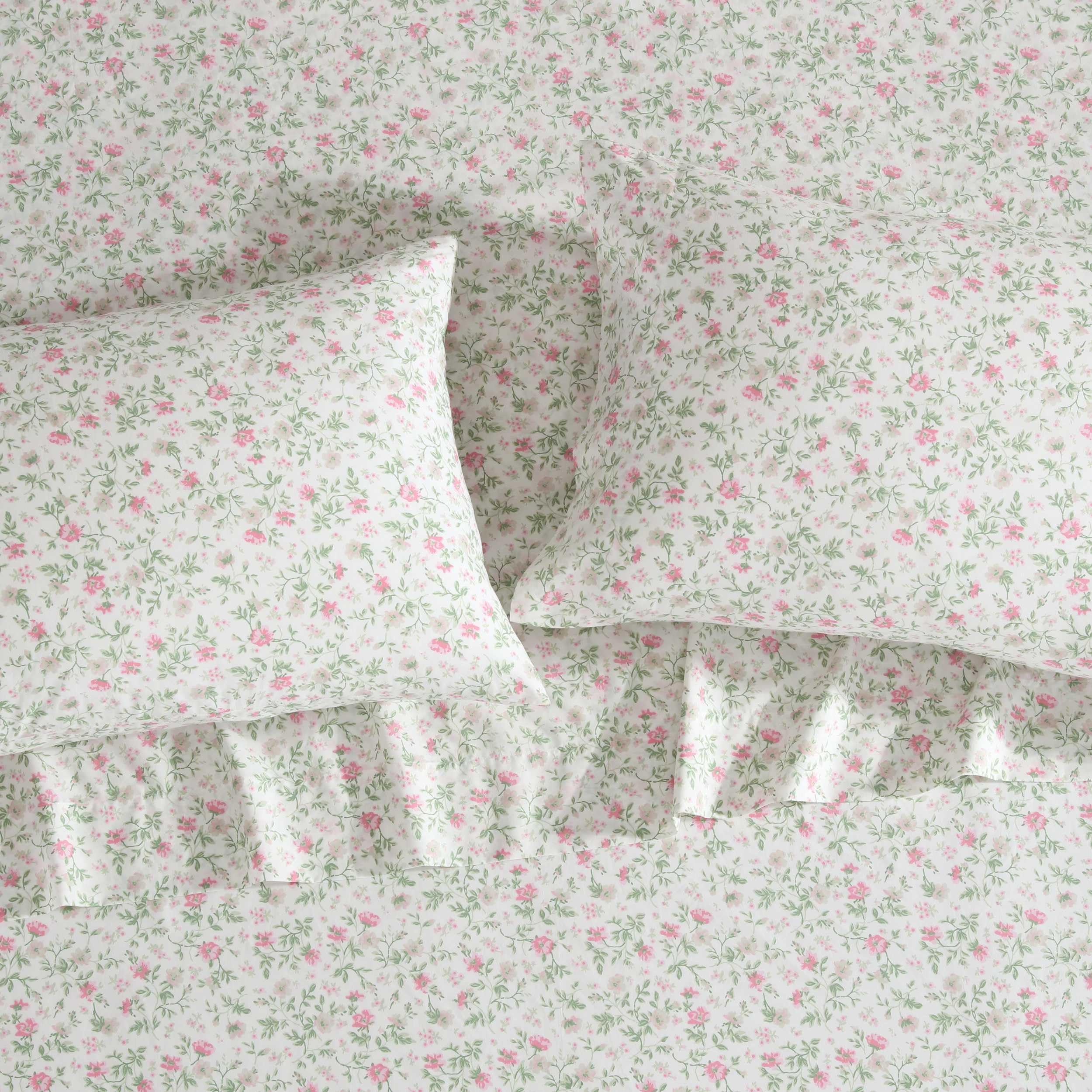 Laura Ashley percale fabric close-up highlighting crisp, breathable texture.