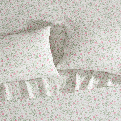 Laura Ashley percale fabric close-up highlighting crisp, breathable texture.