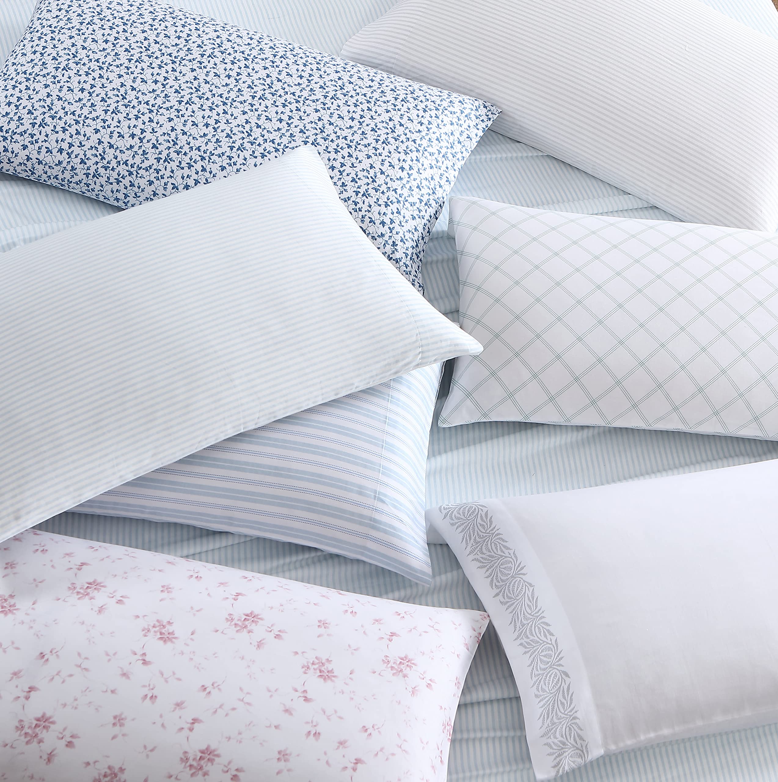 Laura Ashley Ramona Blue subtle sheen enhances bedroom aesthetics.