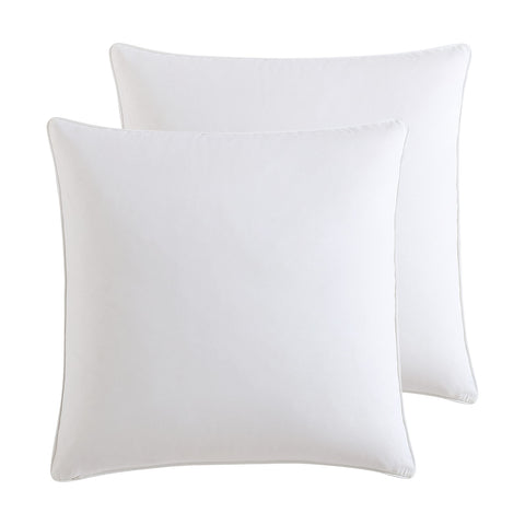 Laura Ashley stitched-vine euro sham bed-scene highlights 26x26 size and timeless blue embroidery for layering.