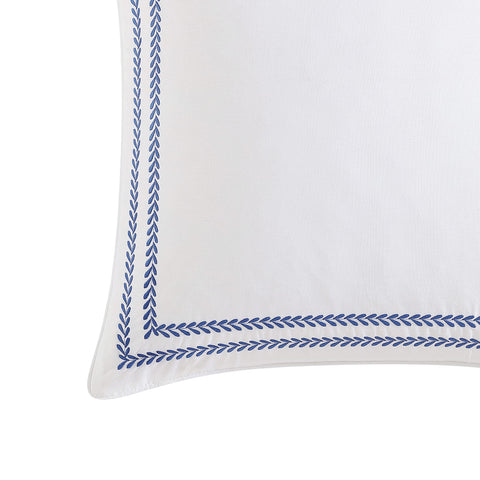 Laura Ashley styled-bedroom mood-shot shows coordinated bedding with the stitched vine euro sham.