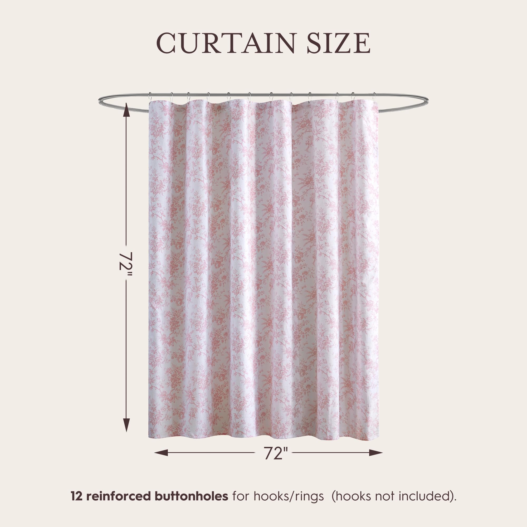 Laura Ashley Walled Garden curtain 72x72 fits most standard showers.