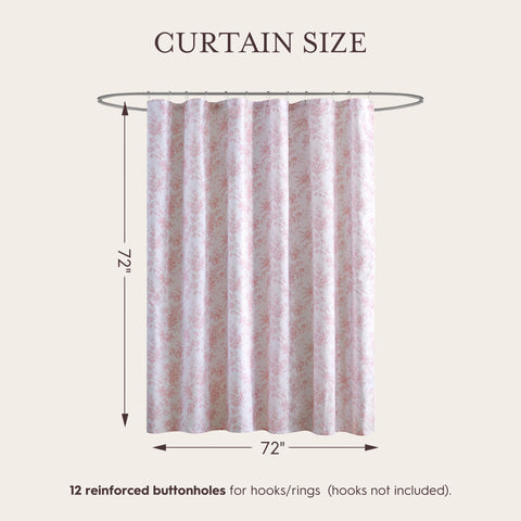 Laura Ashley Walled Garden curtain 72x72 fits most standard showers.