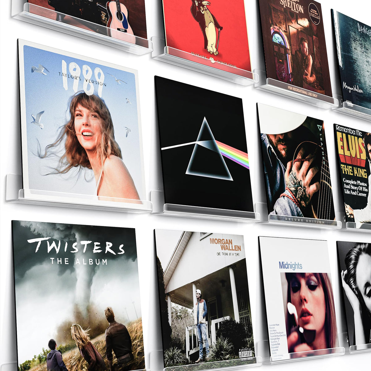 Laurensory vinyl wall mount displays records neatly for easy browsing.