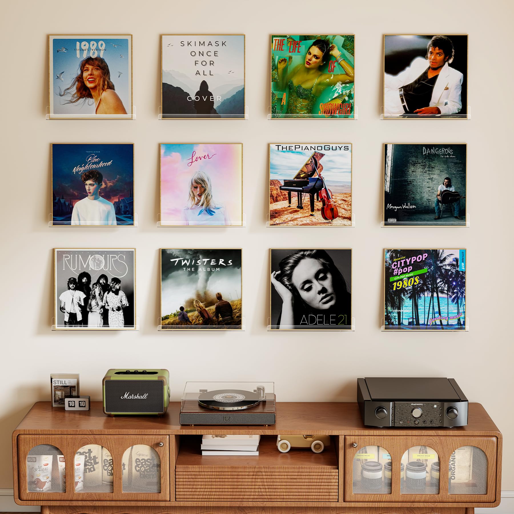 Laurensory clear acrylic display shelf highlights your collection with clarity.