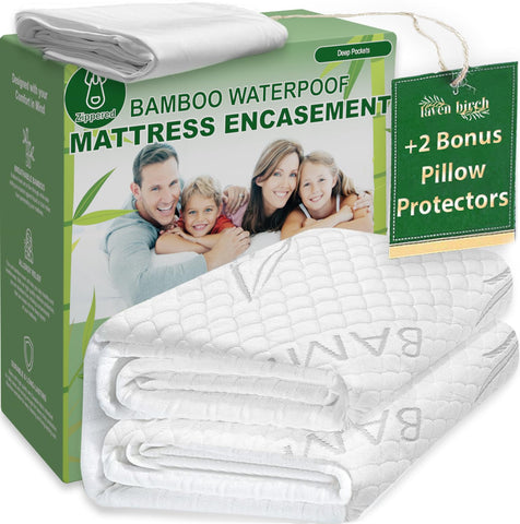 Laven Birch bamboo rayon mattress protector king size with zipper for full protection
