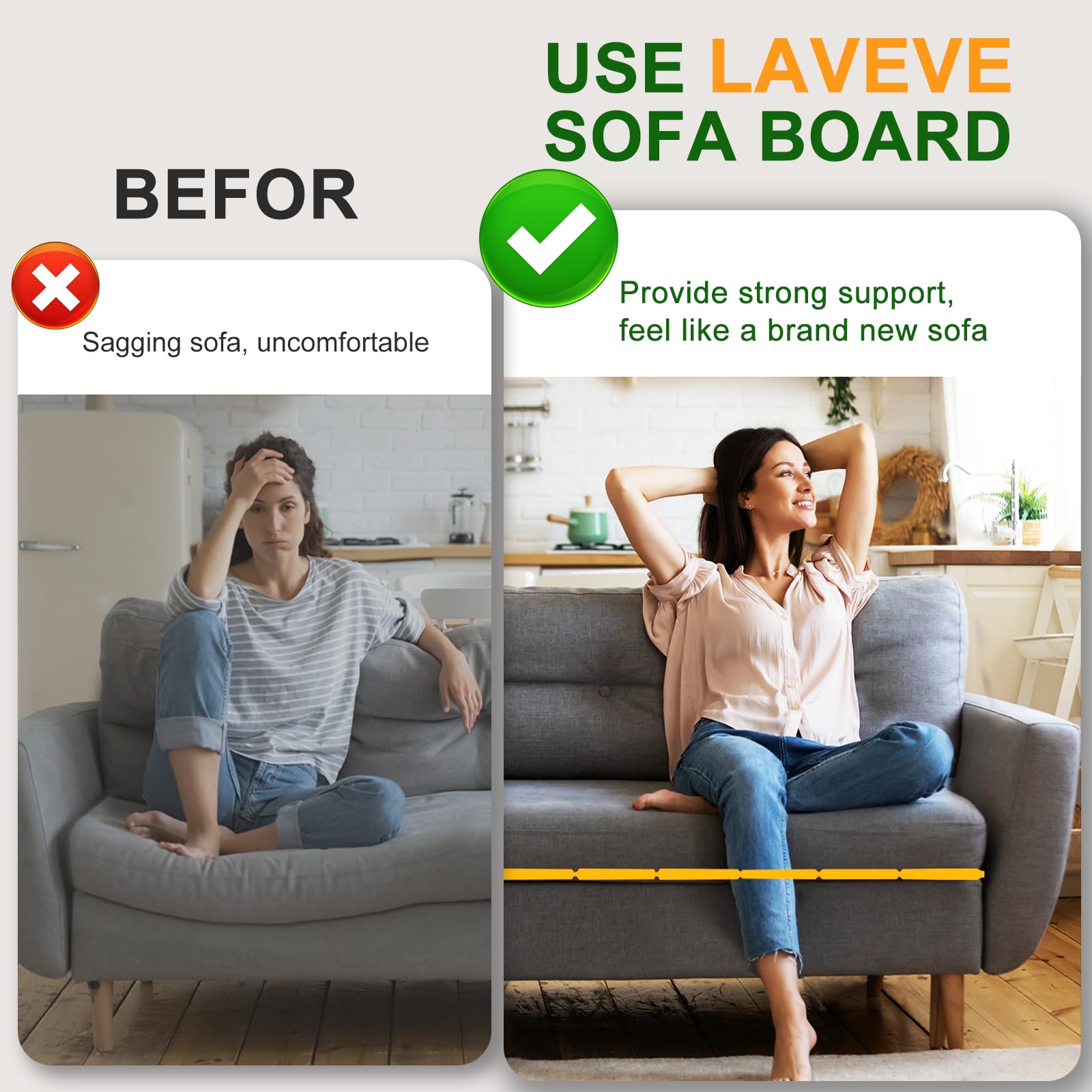 LAVEVE anti-slip Oxford fabric cover keeps cushions in place.