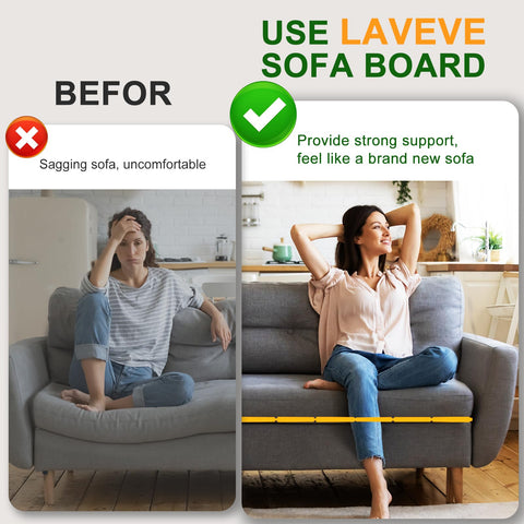 LAVEVE foldable couch support adapts to different sofa widths for a custom fit.