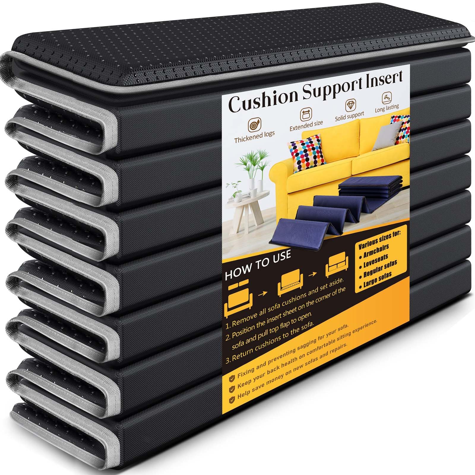 LAVEVE heavy-duty cushion support board under sofa for stable seating.