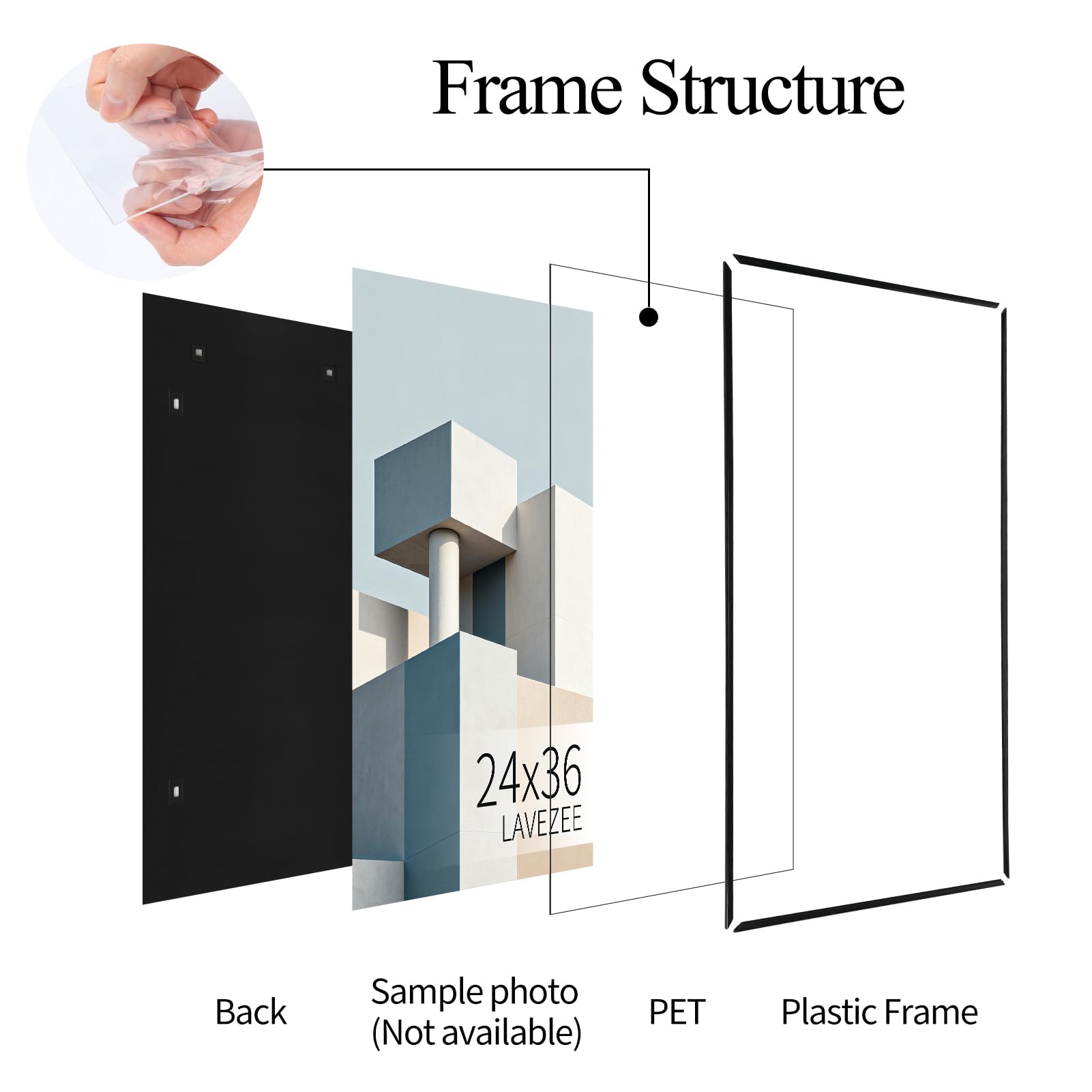 Lavezee frame on office wall showing organized, professional presentation.