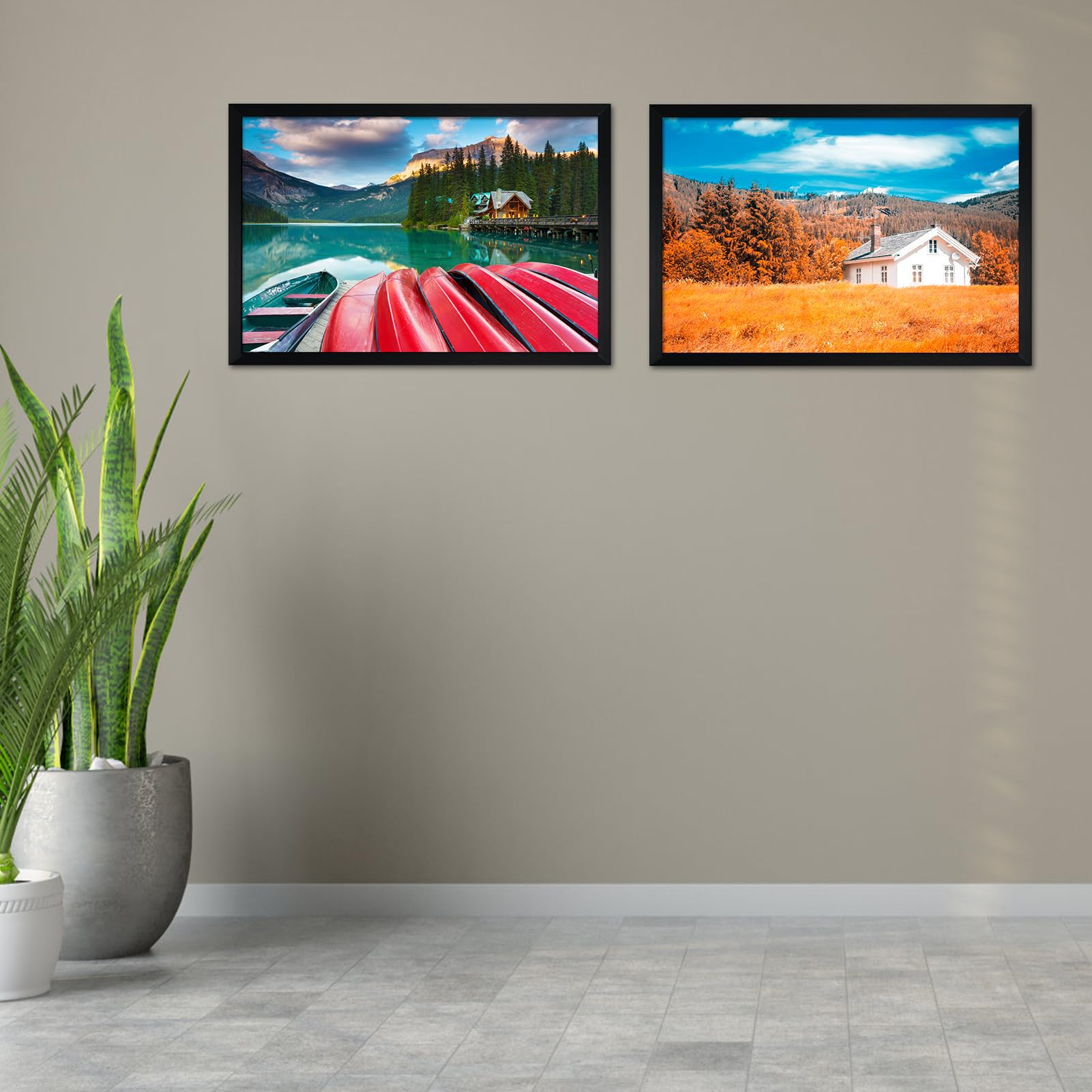 Lavezee 24x36 black poster frame in a living room setup
