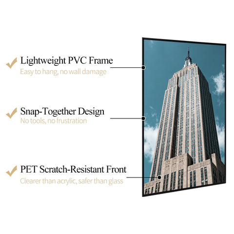 Lavezee 24x36 frame with HD PET cover protects posters from dust and scratches.